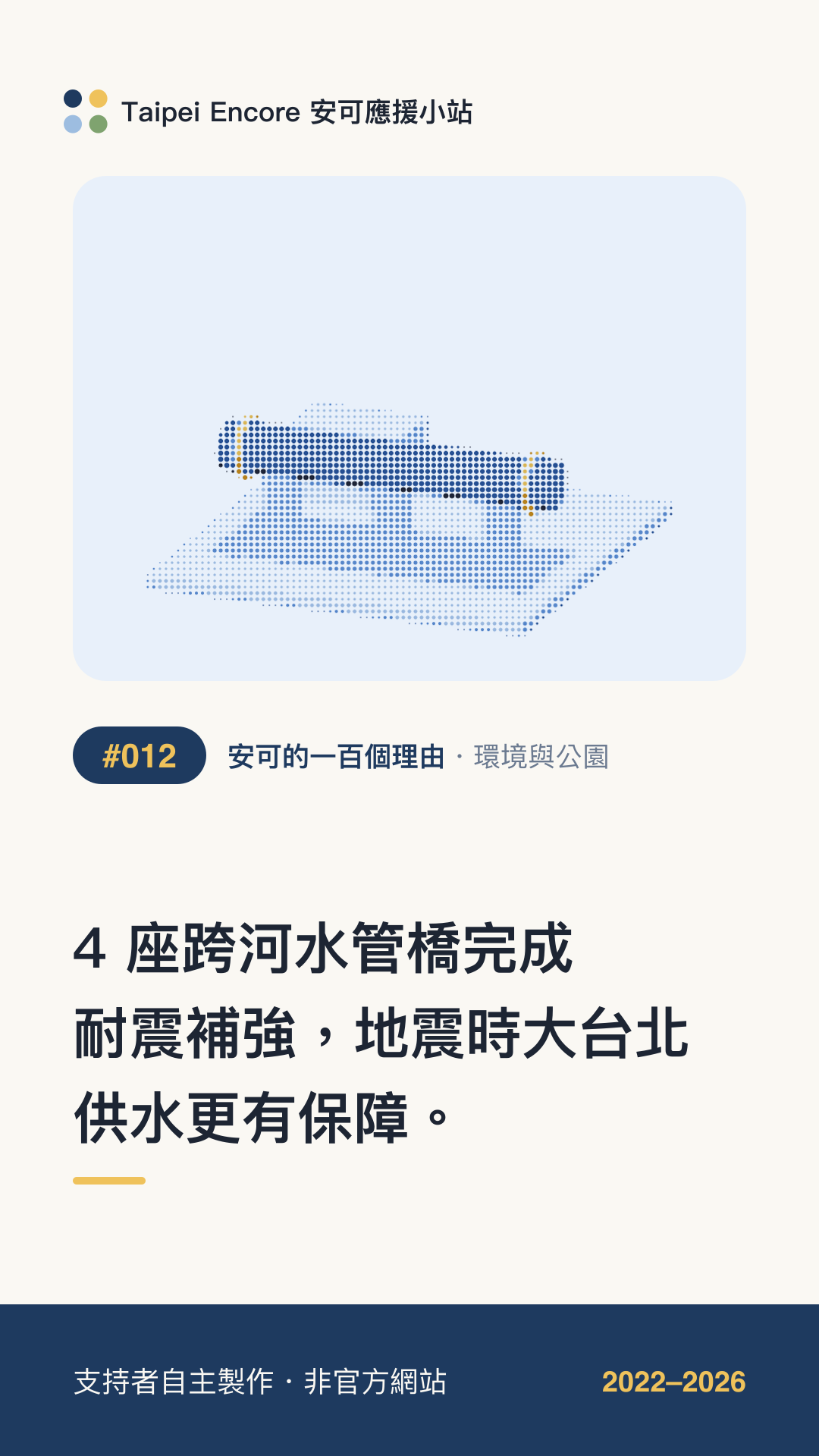 IG 限動分享圖預覽:4 座跨河水管橋完成耐震補強,地震時大台北供水更有保障。