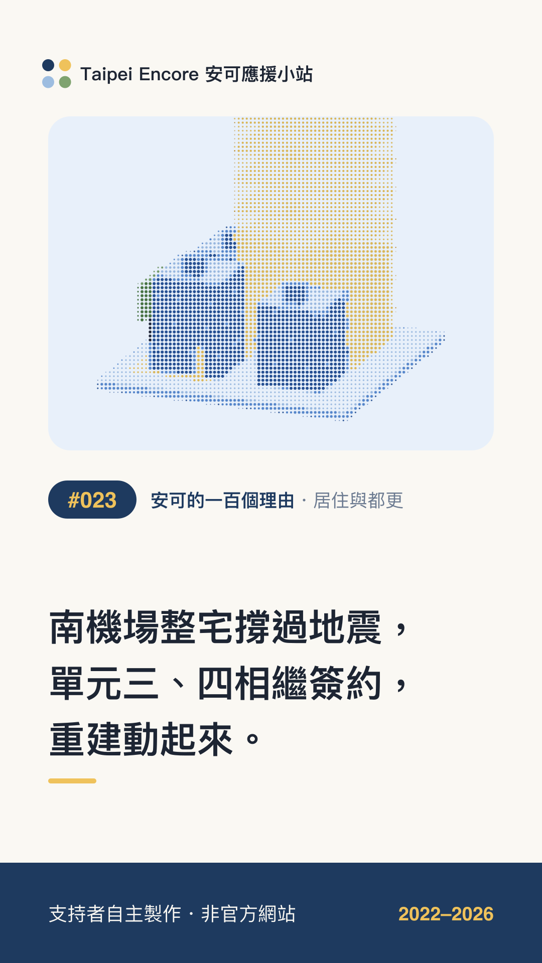 IG 限動分享圖預覽:南機場整宅撐過地震,單元三、四相繼簽約,重建動起來。